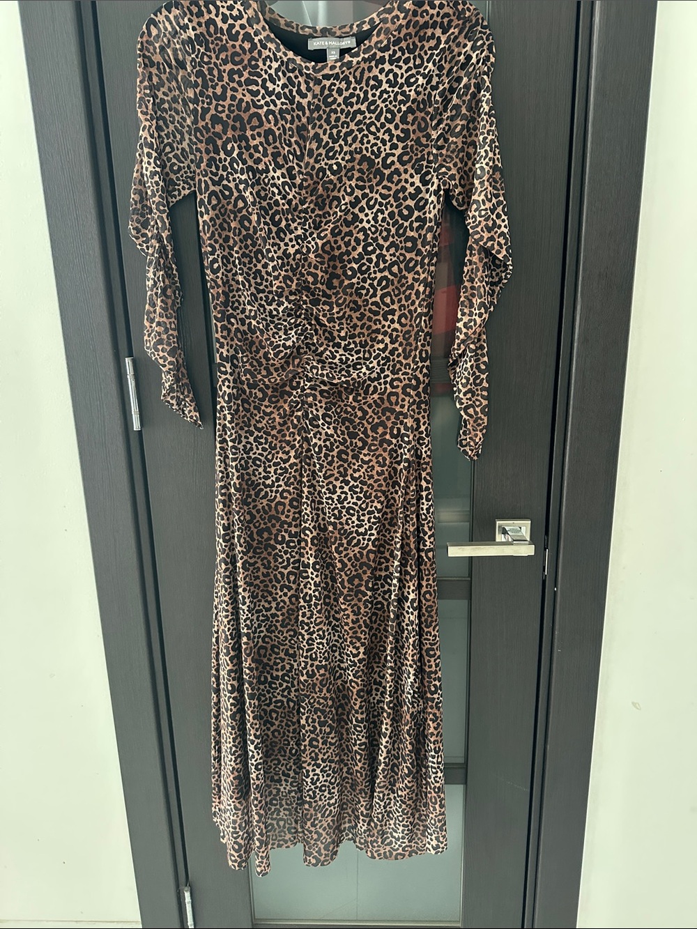 Kate & Mallory Leopard Print Long Sleeve Maxi Dress - Brown/Black